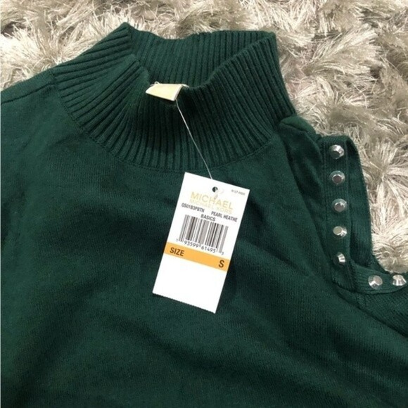 Michael Kors Cold Shoulder Mock Neck Long Sleeve Pullover Sweater Size S - Picture 4 of 7